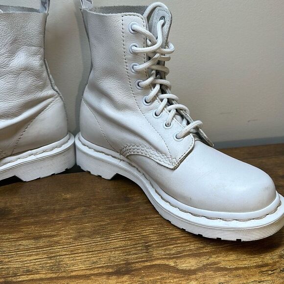 Dr Martens 1460 Pascal Mono White Combat Boots Leather size 6 - Picture 6 of 13